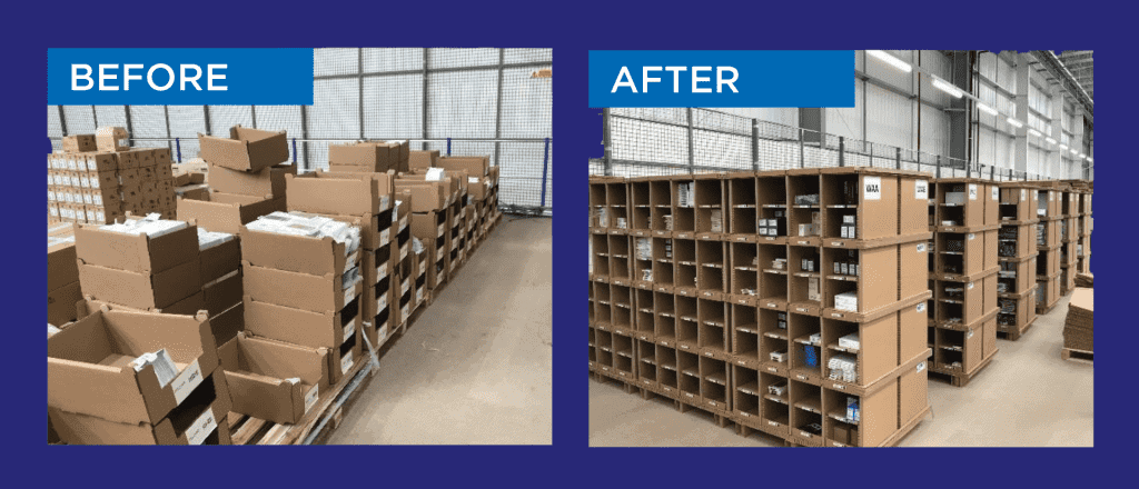 Before and after using PALLITE storage