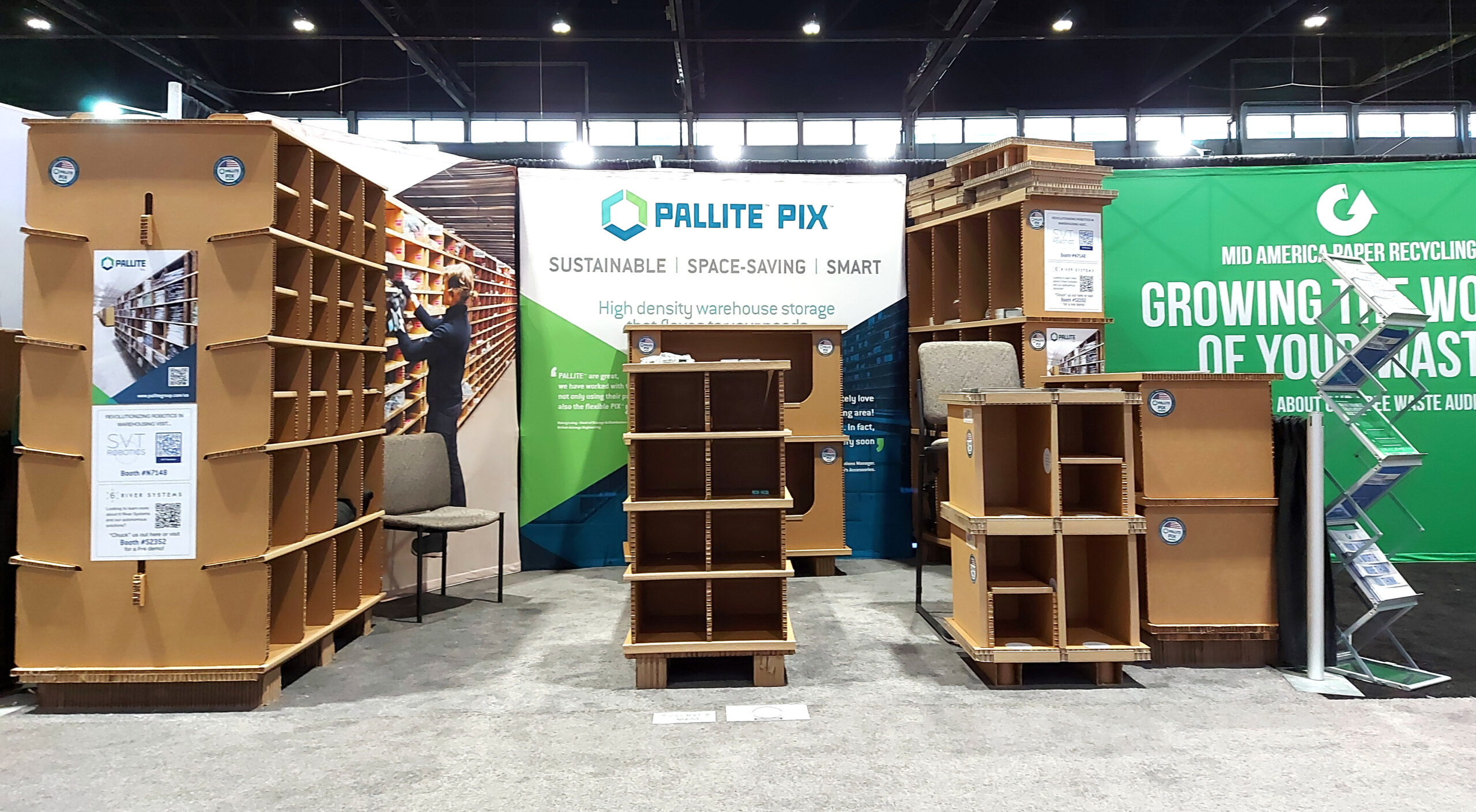 PALLITE event stand featuring a selection of PIX units